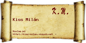 Kiss Milán névjegykártya